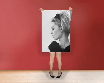 Brigitte Bardot Side ways Face - Classic Print Poster Cotton Matt Canvas Wall Art - French former actress, singer and fashion model Photo