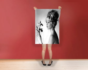 Brigitte Bardot - Classic Art Print Poster Rolled Cotton Matt Canvas Wall Art - French former actress, singer and fashion model Photo