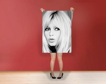 Brigitte Bardot - Classic Print Poster Rolled Cotton Matt Canvas Wall Art - French former actress, singer and fashion model Photo