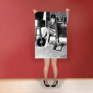 audrey hepburn Record  Vinyl - Classic Art Print Poster Rolled Cotton Matt Canvas  Hollywood&#39;s Golden Age style Wall Art Photo