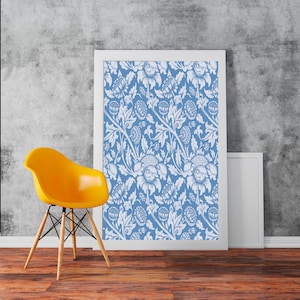 William Morris&#39;s Ornament Blue Pattern - Classic Art Wall Art Print Poster Rolled Cotton Matt Canvas Photo