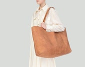Borsa Tote in pelle, borsa in pelle Tan, grande Tote Bag, marrone tote bag, borsa in pelle Oversize, Shopper bag, borsa di tutti i giorni, Casual Tote Bag in vendita