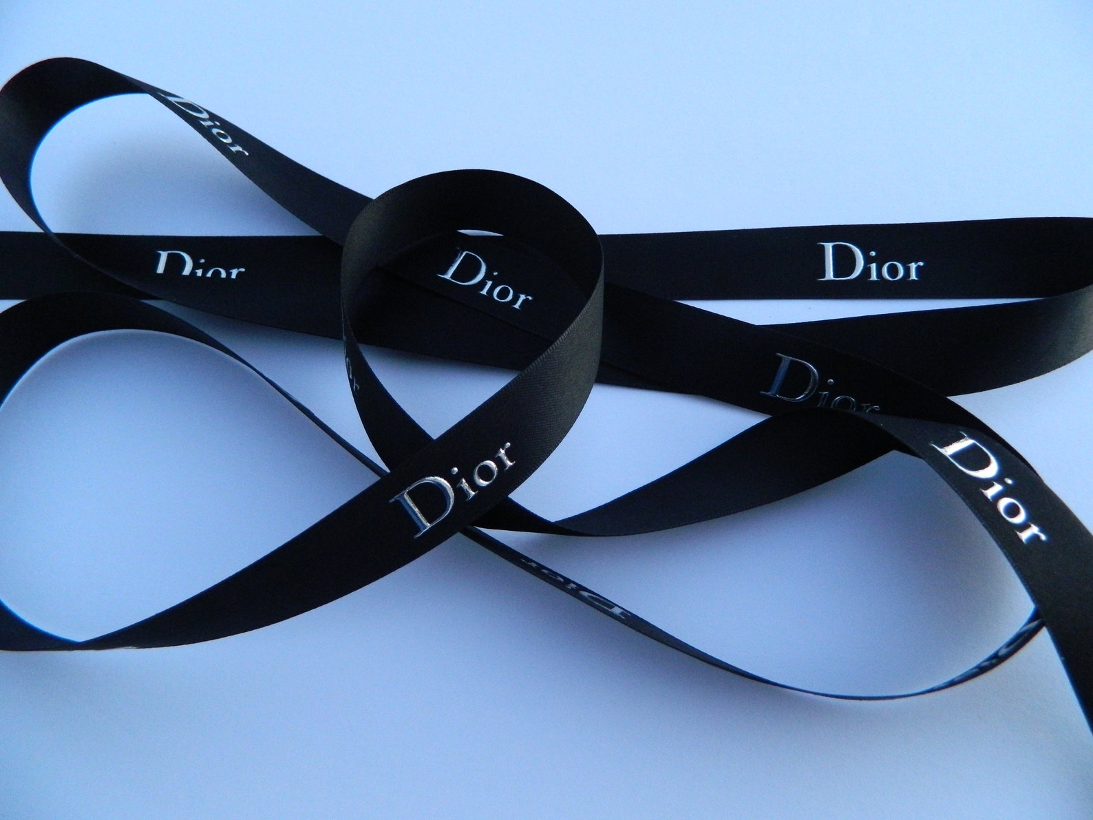 Luxurious CHRISTIAN DIOR Black Ribbon Silver Lettering approx. Etsy
