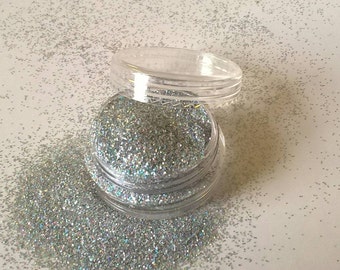 Little Pot of Silver Holographic Nail Glitter- very fine