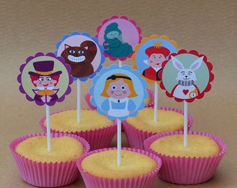 Alice in Wonderland - Cupcake Toppers Printable