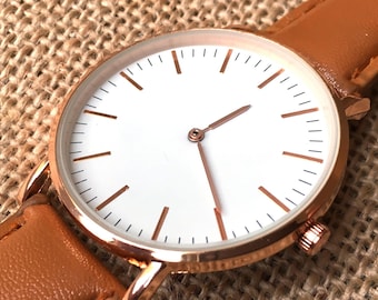 Ascetic watch, classic view watch, rose gold watch, universe, watches for man, montre homme, gold watch,  gift for man, white watch