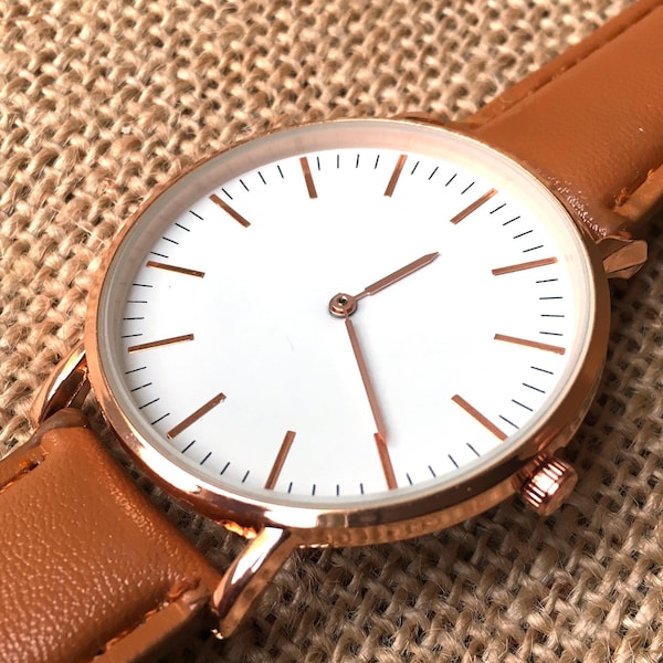 Ascetic watch, classic view watch, rose gold watch, universe, watches for man, montre homme, gold watch,  gift for man, white watch