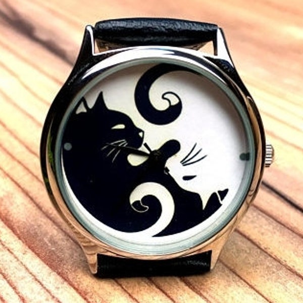 Free shipping 25% OFF ON SALE Best friends, Cats watch, funny gifts, Gift|for|her|Christmas|gift|Gift|for|women|lover|Cat|watch|black anduhr