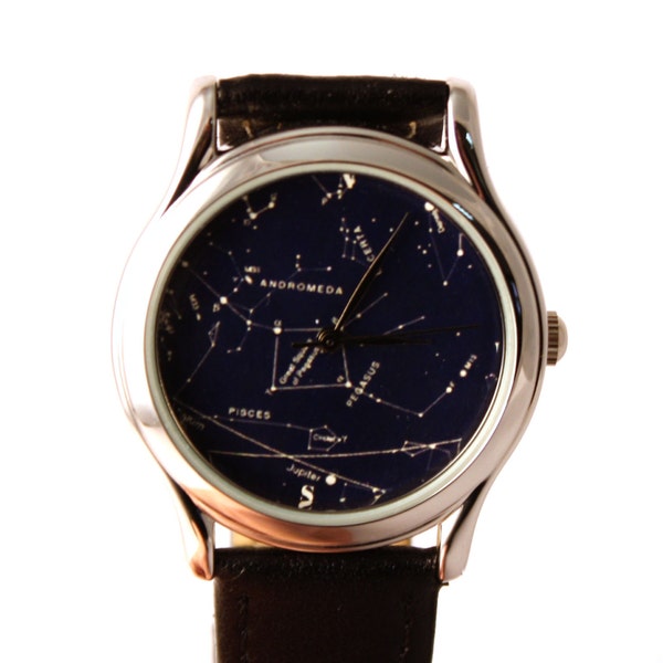 Vintage Constellation Watch Leather Watch Ladies Watch Mens Watch Gift Idea Custom Watch Fashion Accessory Northern Hemisphere Andromedauhr