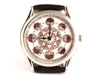 Astrology astonomy watch, zodiac watch, Vintage Style Leather Watch, Women Watchesmontre hommerelojes hombreuhr, orologio