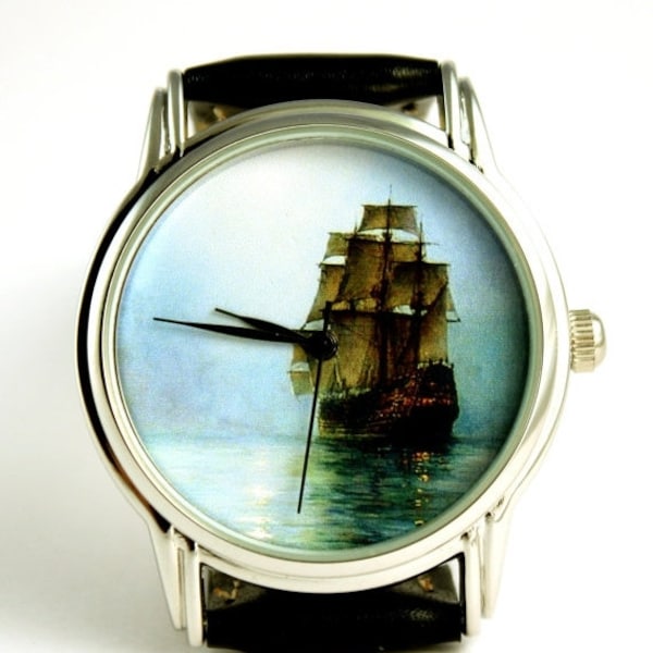 Watch  - sailing ship watch - men's watch - ladies watch - womens watch free shipping worldwide, handmade, personalized artmontre hommeuhr