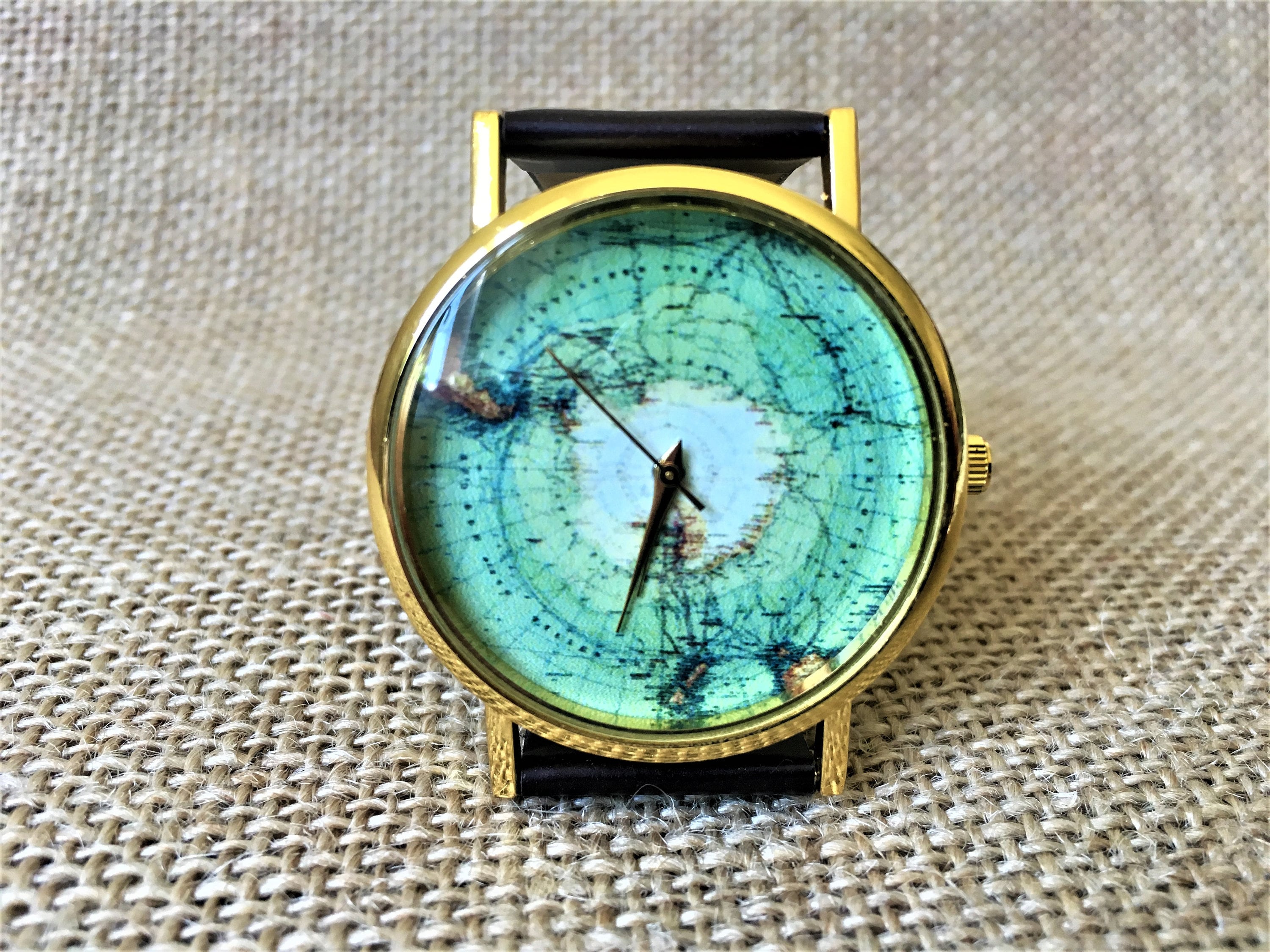 Globe Watch, Personalized Watch, Engraved Watch, Earth Watch, World Map, Map Watch, Womens Watch