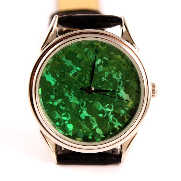 Hologramme vert montre, montre hologramme, montre à quartz, hommes montre, montre femme, unisexe watchmontre hommerelojes hombreuhr, orologio