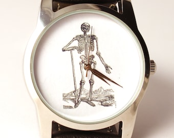 Watch skull skeleton, wristwatchmontre hommerelojes hombreuhr, orologio