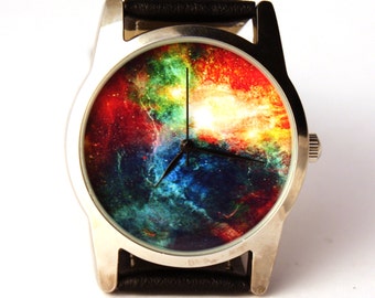 Watch Nebula galaxy Hubble space photomontre hommerelojes hombreuhr, orologio