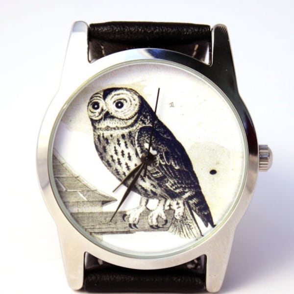 Watch Owl antique engraving facemontre hommerelojes hombreuhr, orologio