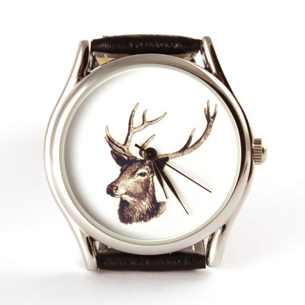 Montre, montre de cerf, syle vintage règlable montre, montre hommes, femmes montre, pour le chasseur, giftmontre hommerelojes hombreuhr, orologio