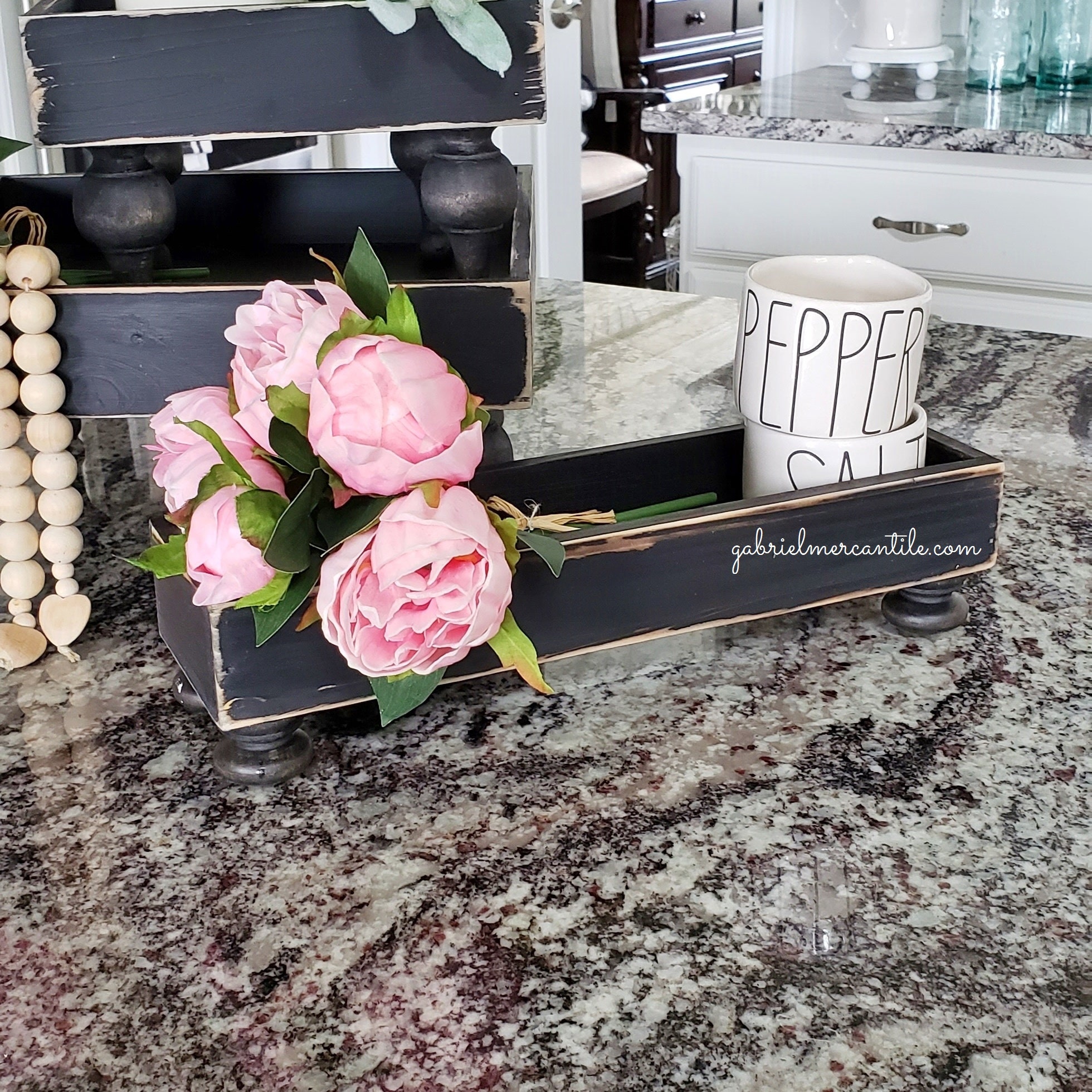 BEST SELLER Wood Tray Riser Stand in Distressed Black & Black Etsy