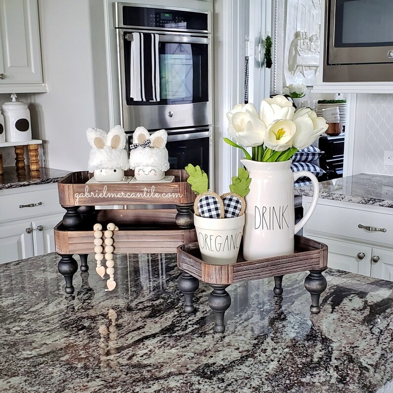 Rectangular Wood Tray Riser Stand With Rounded Corners & Black Etsy