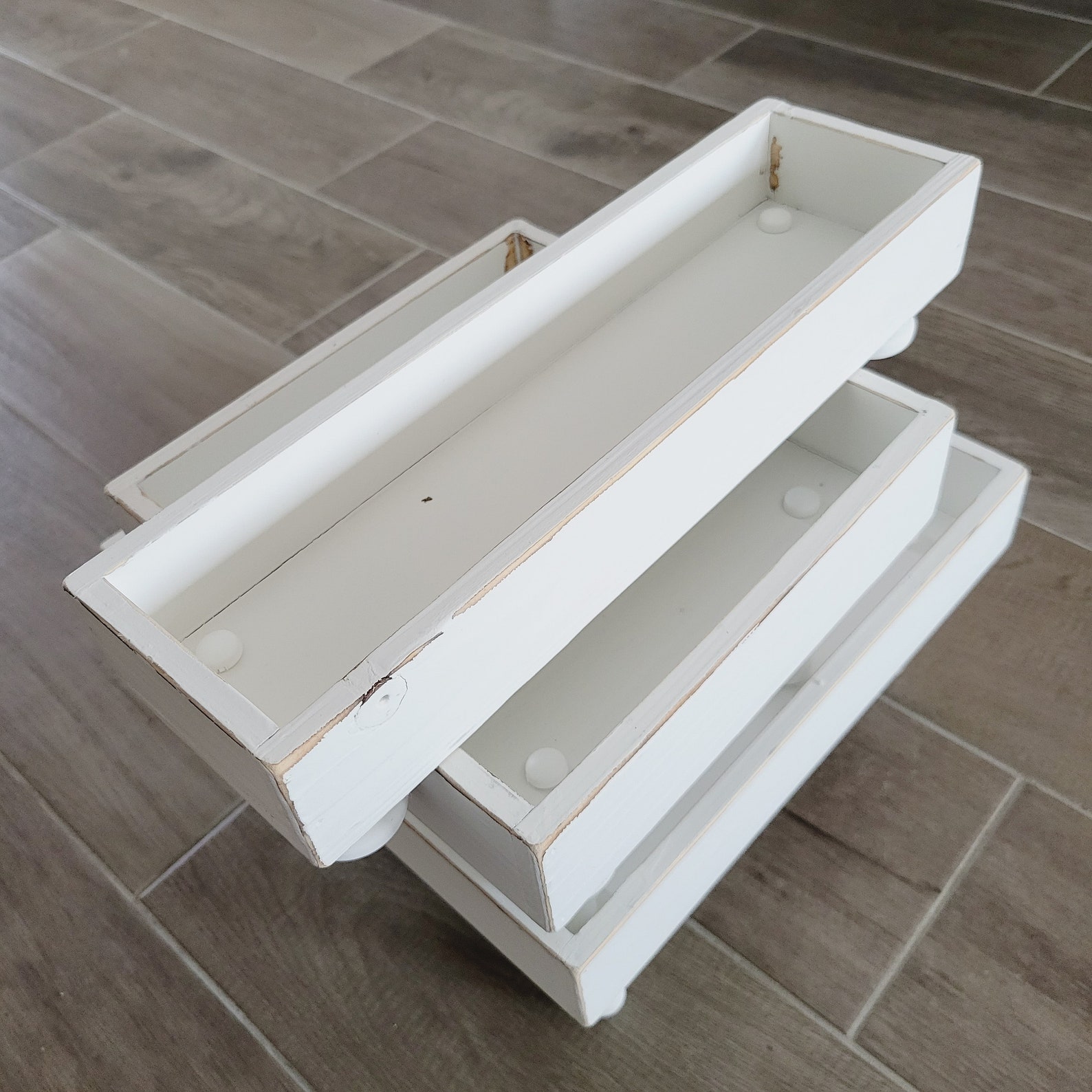 BEST SELLER Wood Tray Riser Stand in Distressed White & Brown Etsy