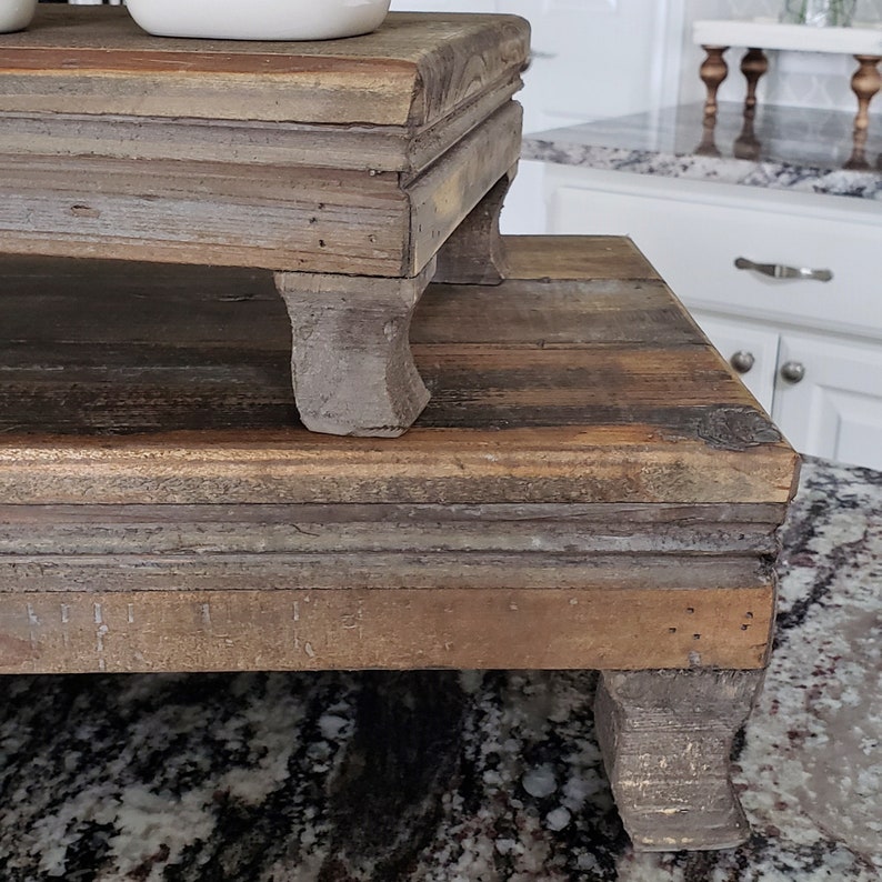 Vintage Rectangular Wood Riser Stand. Distressed Wooden Riser. Etsy
