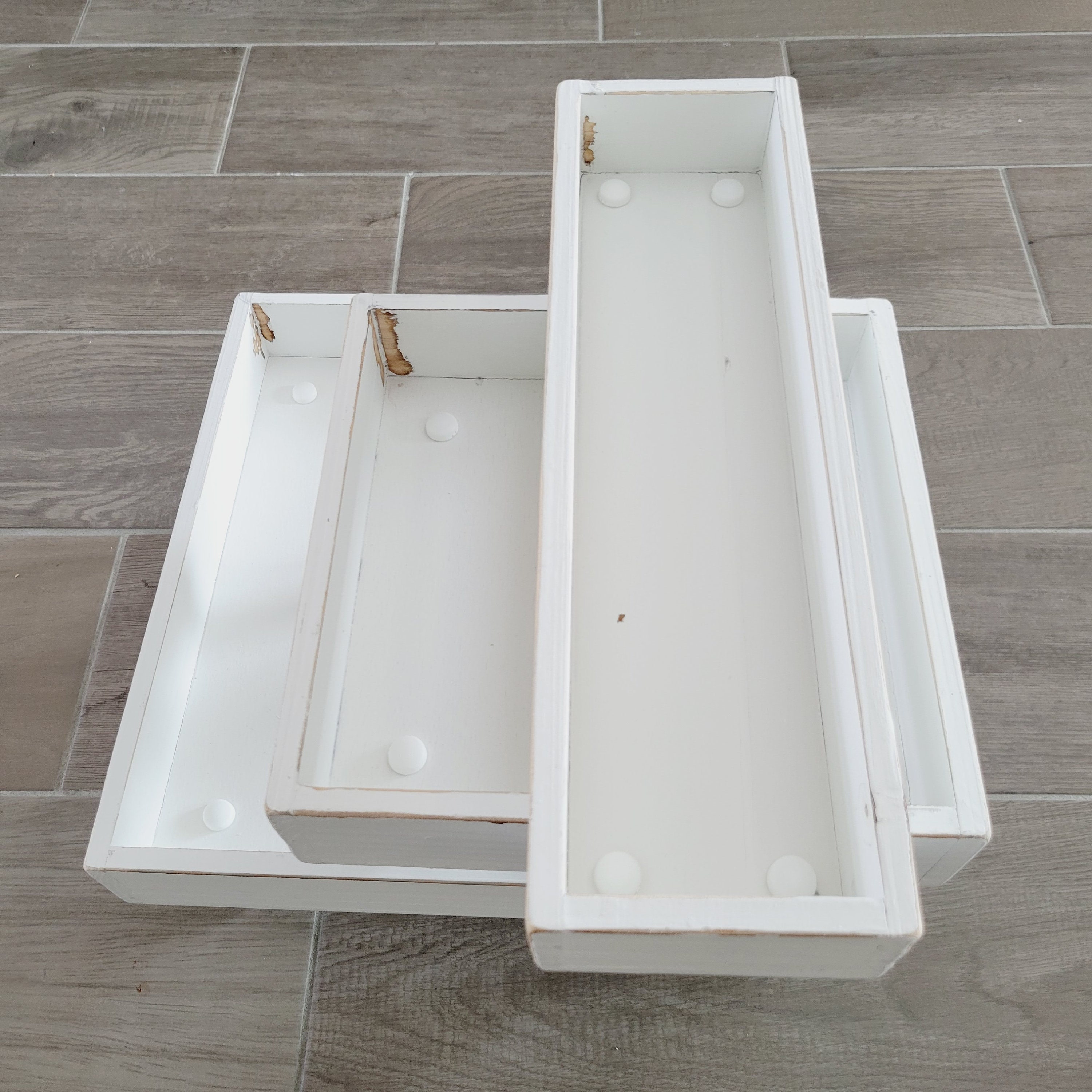 BEST SELLER Wood Tray Riser Stand in Distressed White & Black Etsy