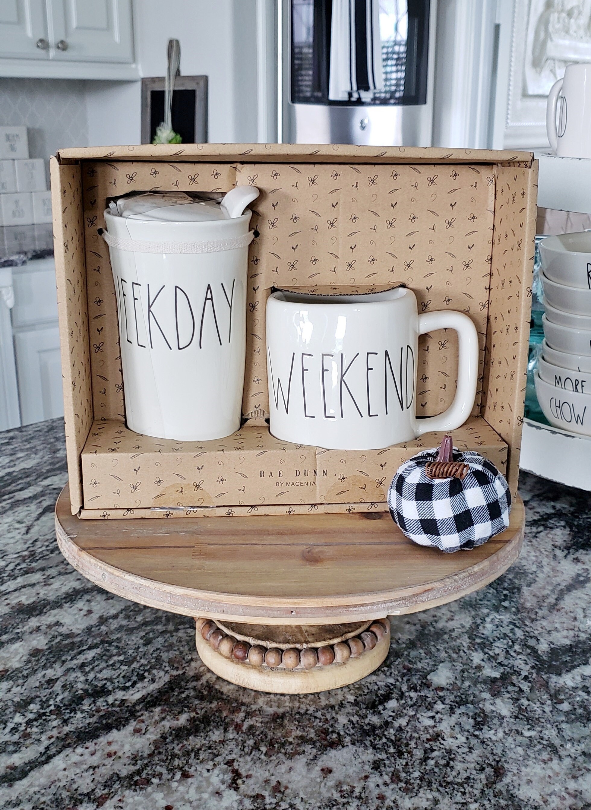 Rae Dunn Weekend Weekday Mug And Travel Tumbler Set Large Letter