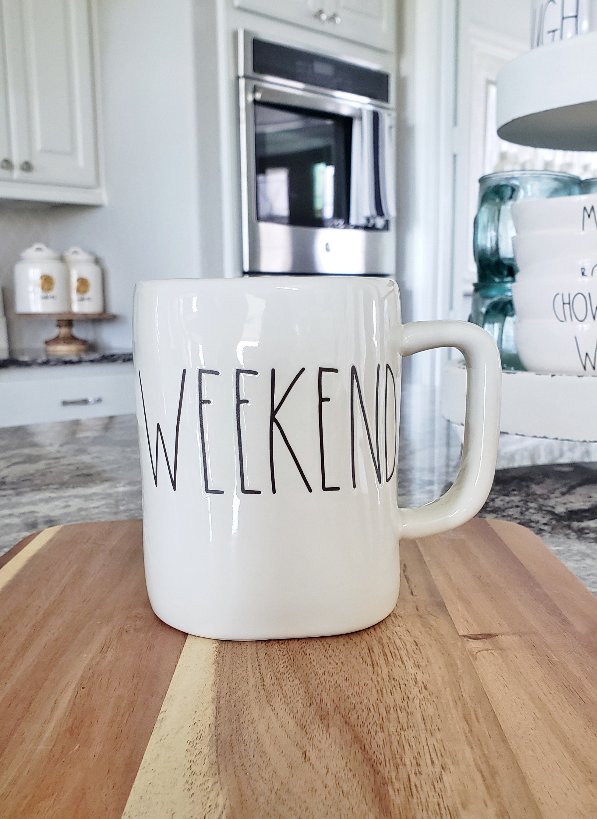 Rae Dunn Large Letter Weekend Coffee Mug