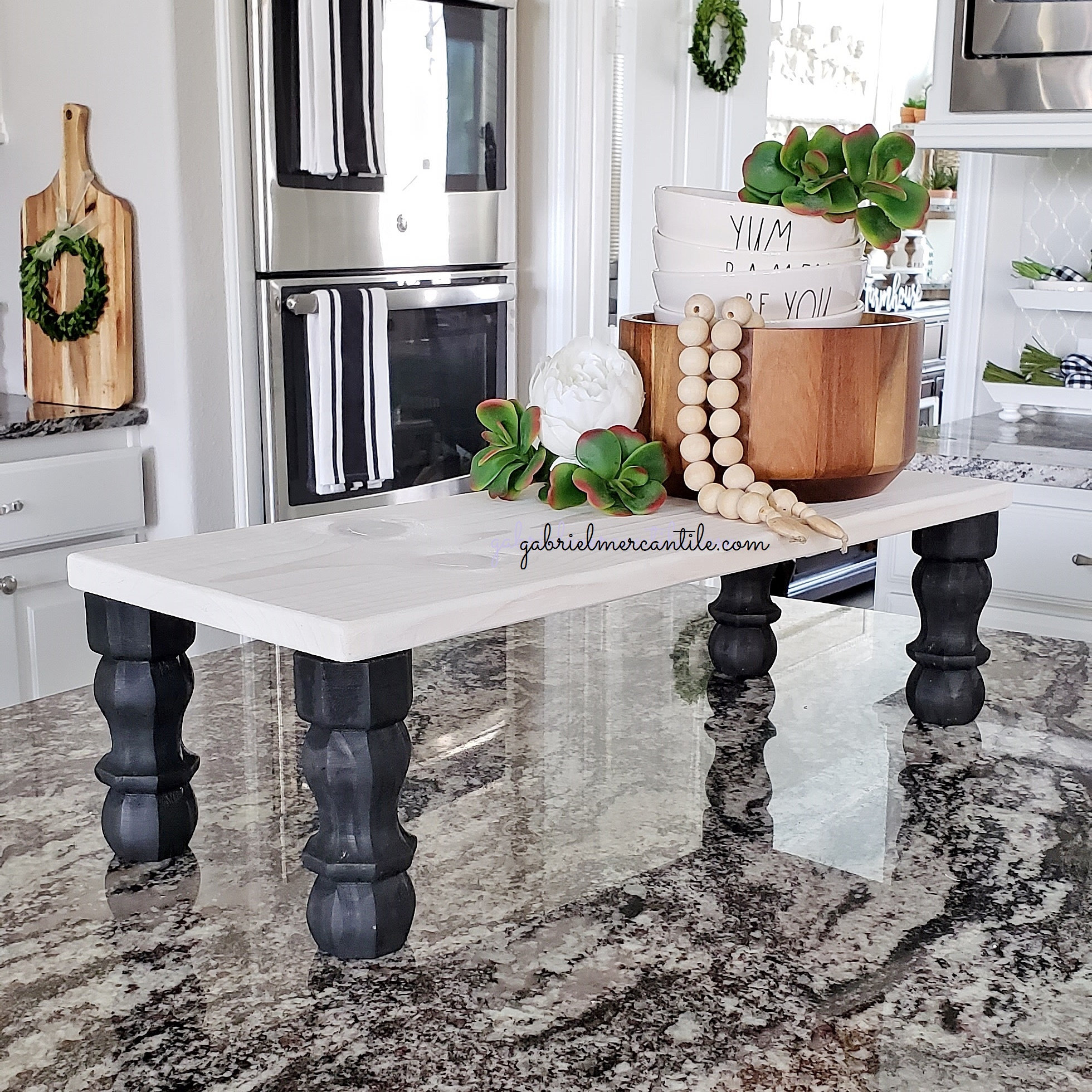 Chunky Rectangular Wood Riser Stand in Antique White. Wood ...