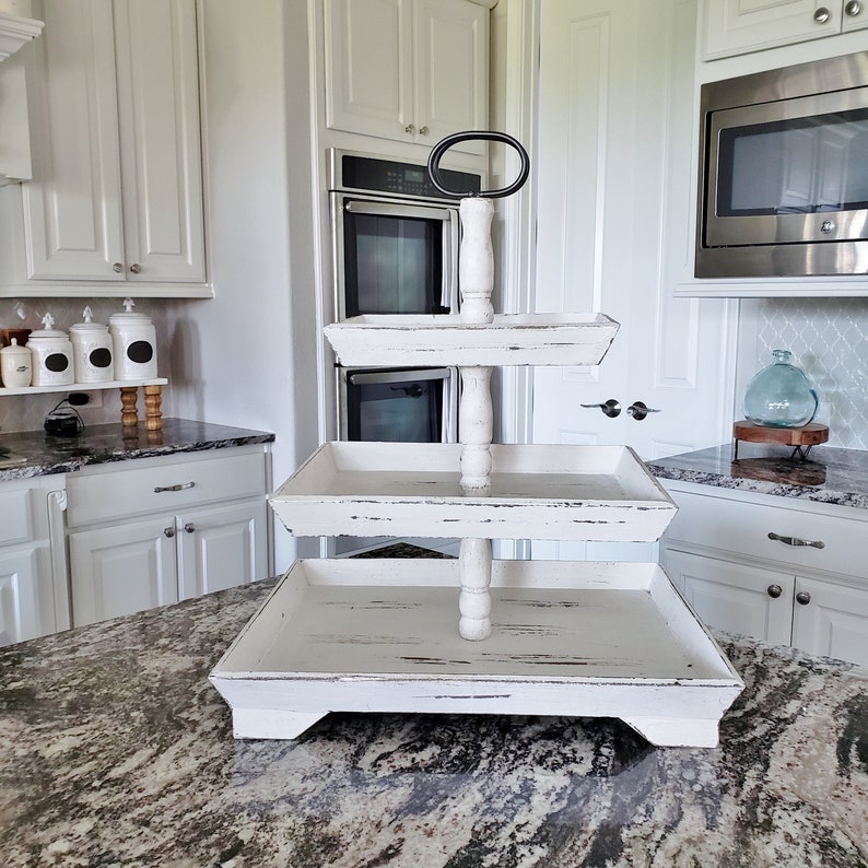 EXTRA LARGE Rectangular Recycled Wood 3 Tier Tray Stand.tier Etsy