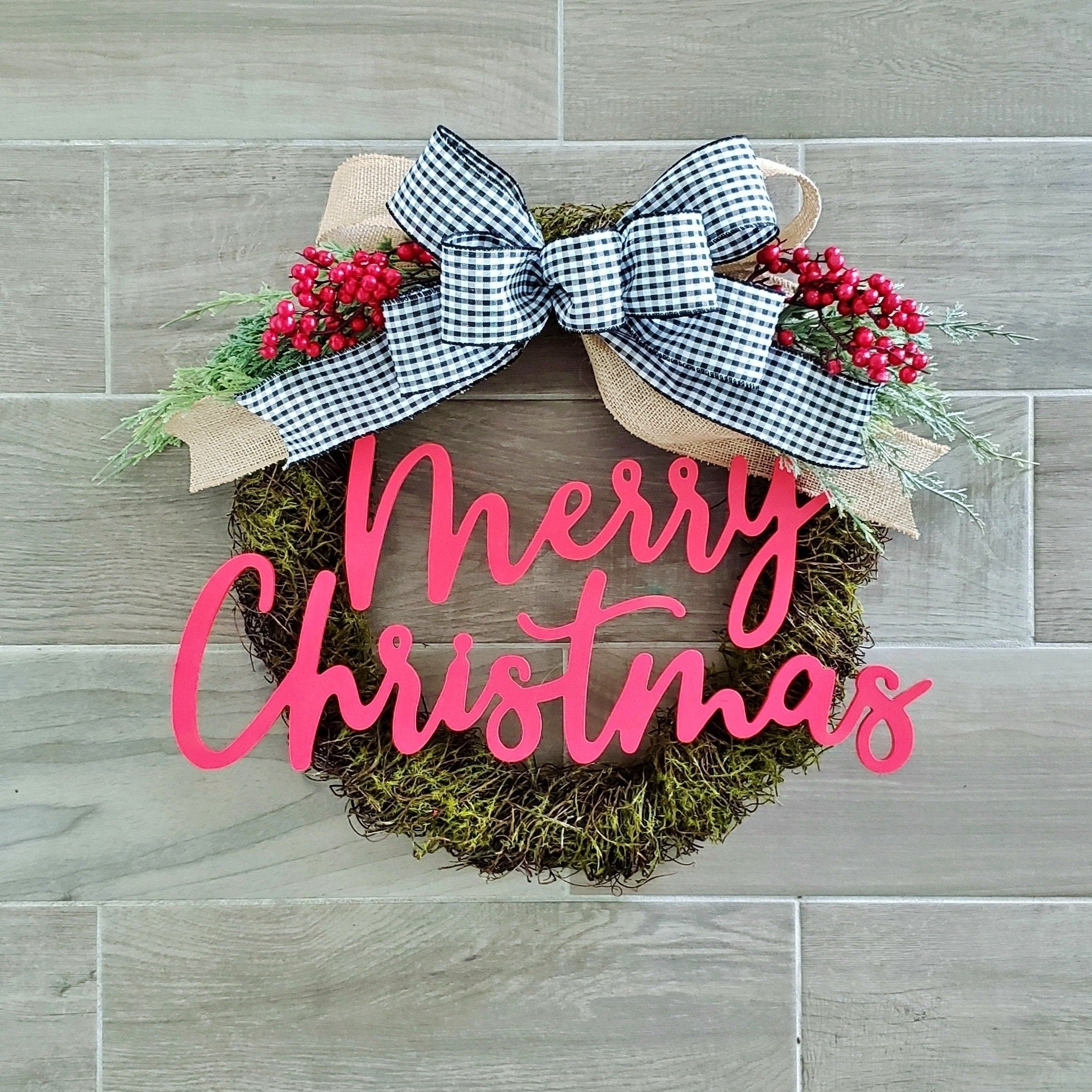 Merry Christmas Wreath Grapevine Wreath Christmas Wreath