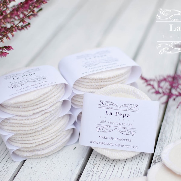 Eco Chic | Facial Rounds Organic Hemp Cotton  | Set of 5 Zero Waste Make-up Removers | Eco-Friendly Facial Rounds | Cotton Pads