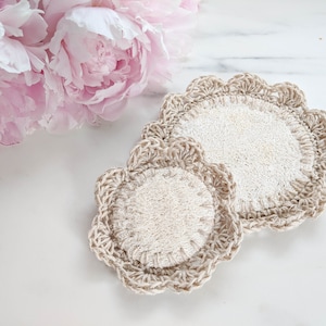 Eco Chic | Set of 2 Zero Waste Loofah Pads | Natural Loofah Pads | Multipurpose Pads with crochet Hemp Edging