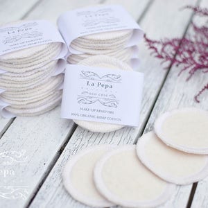 Eco Chic Facial Rounds Organic Hemp Cotton Set of 5 Zero Waste Make-up Removers Eco-Friendly Facial Rounds Cotton Pads image 3