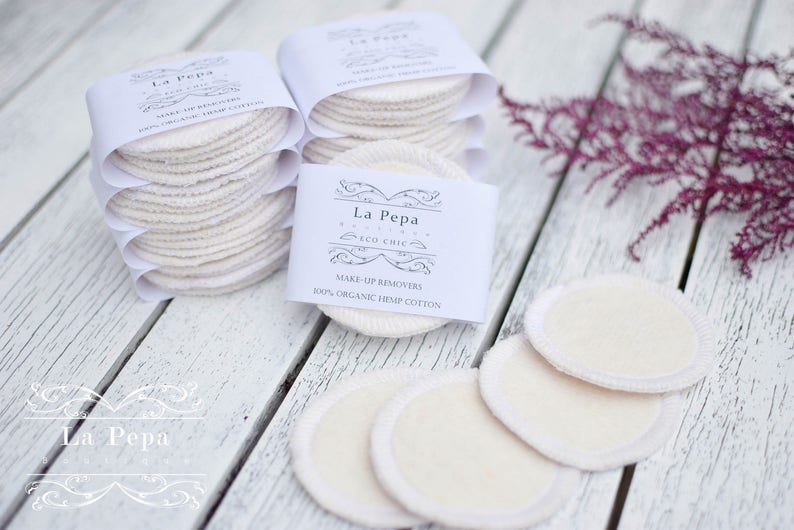 Eco Chic Facial Rounds Organic Hemp Cotton Set of 5 Zero Waste Make-up Removers Eco-Friendly Facial Rounds Cotton Pads image 3