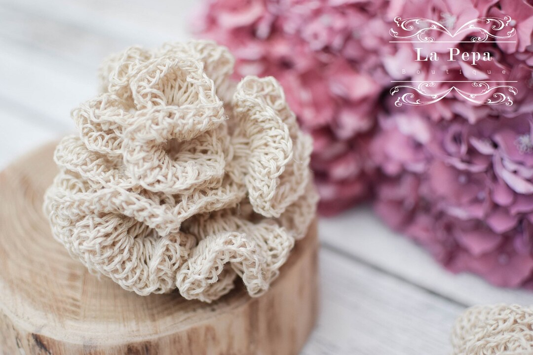 Eco Chic Crochet Organic Hemp Loofah Zero Waste Bath Pouf Eco Friendly