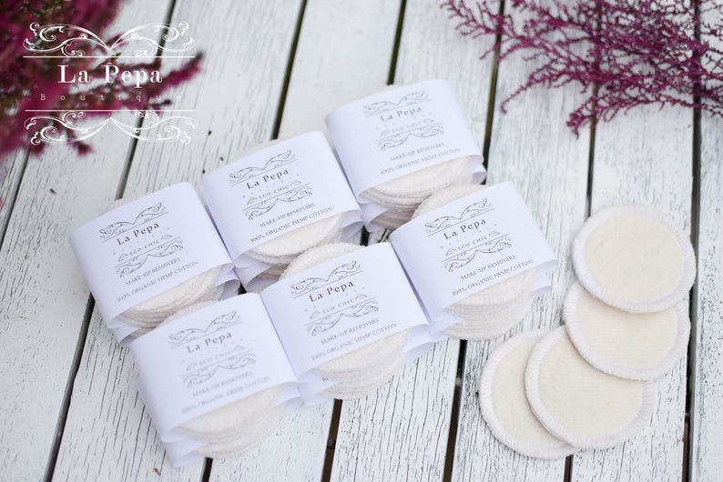 Eco Chic Facial Rounds Organic Hemp Cotton Set of 5 Zero Waste Make-up Removers Eco-Friendly Facial Rounds Cotton Pads image 2