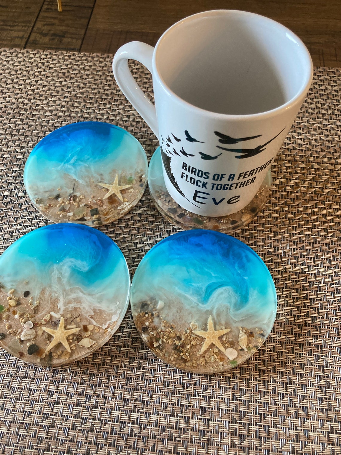 Beach themed coasters resin coasters coastal living | Etsy