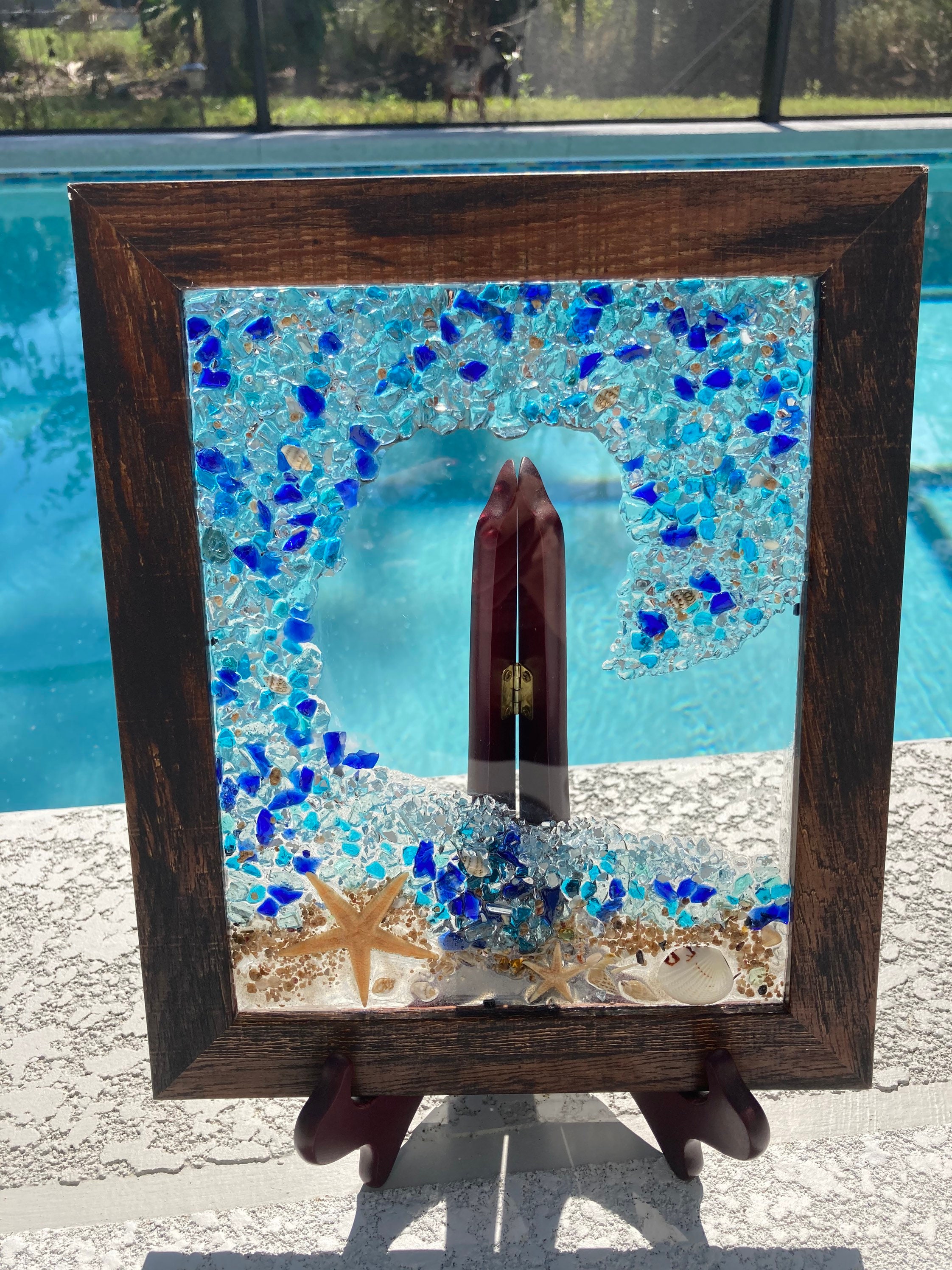 Framed Glass Art Sea Scape Beach Scene Rolling Wave Etsy UK