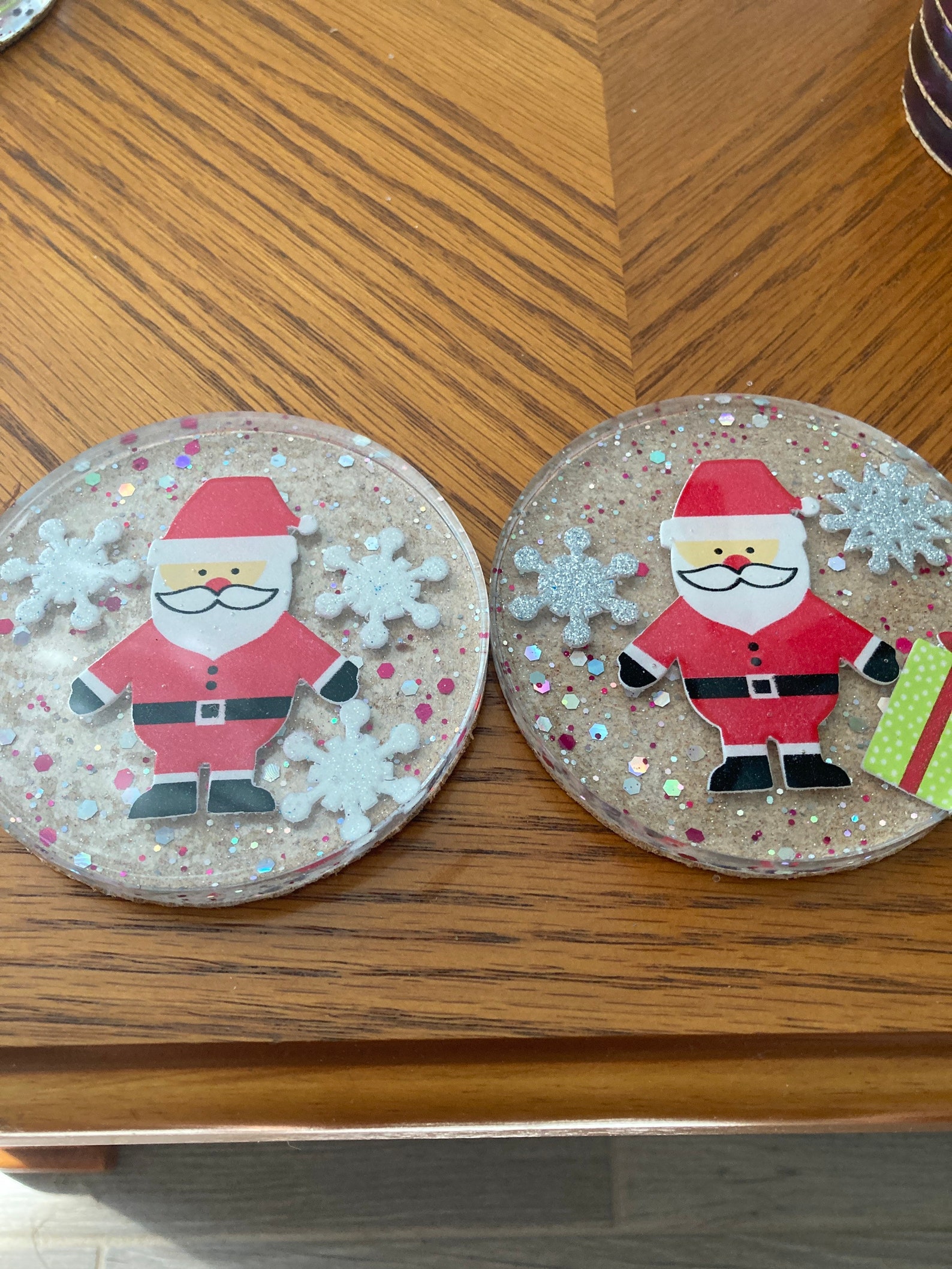 Set of 4 Christmas coasters Santa resin coasters reindeer Etsy