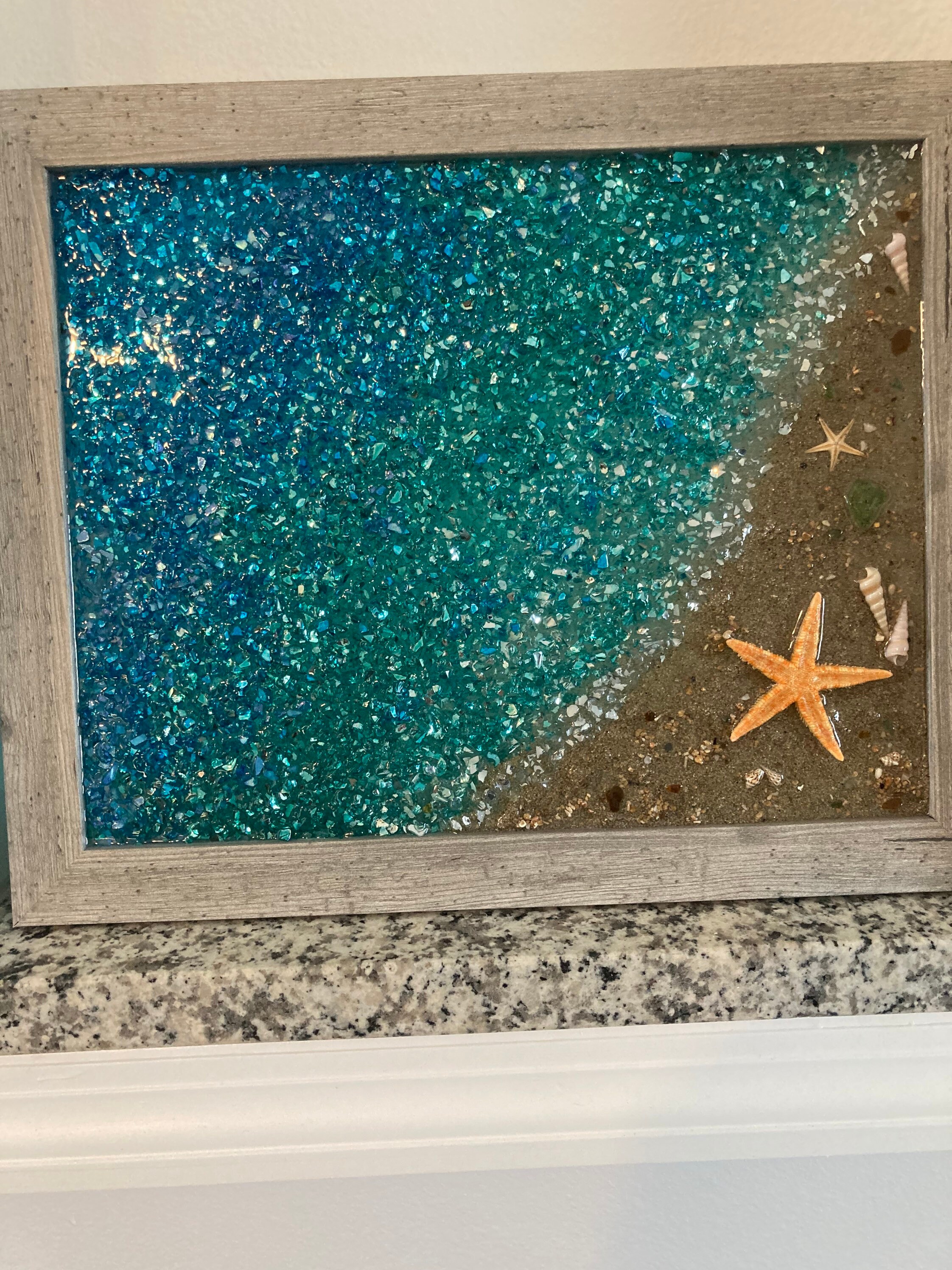Suncatchers Beach Art Beach Scape Crushed Glass Window / Wall Art Made ...