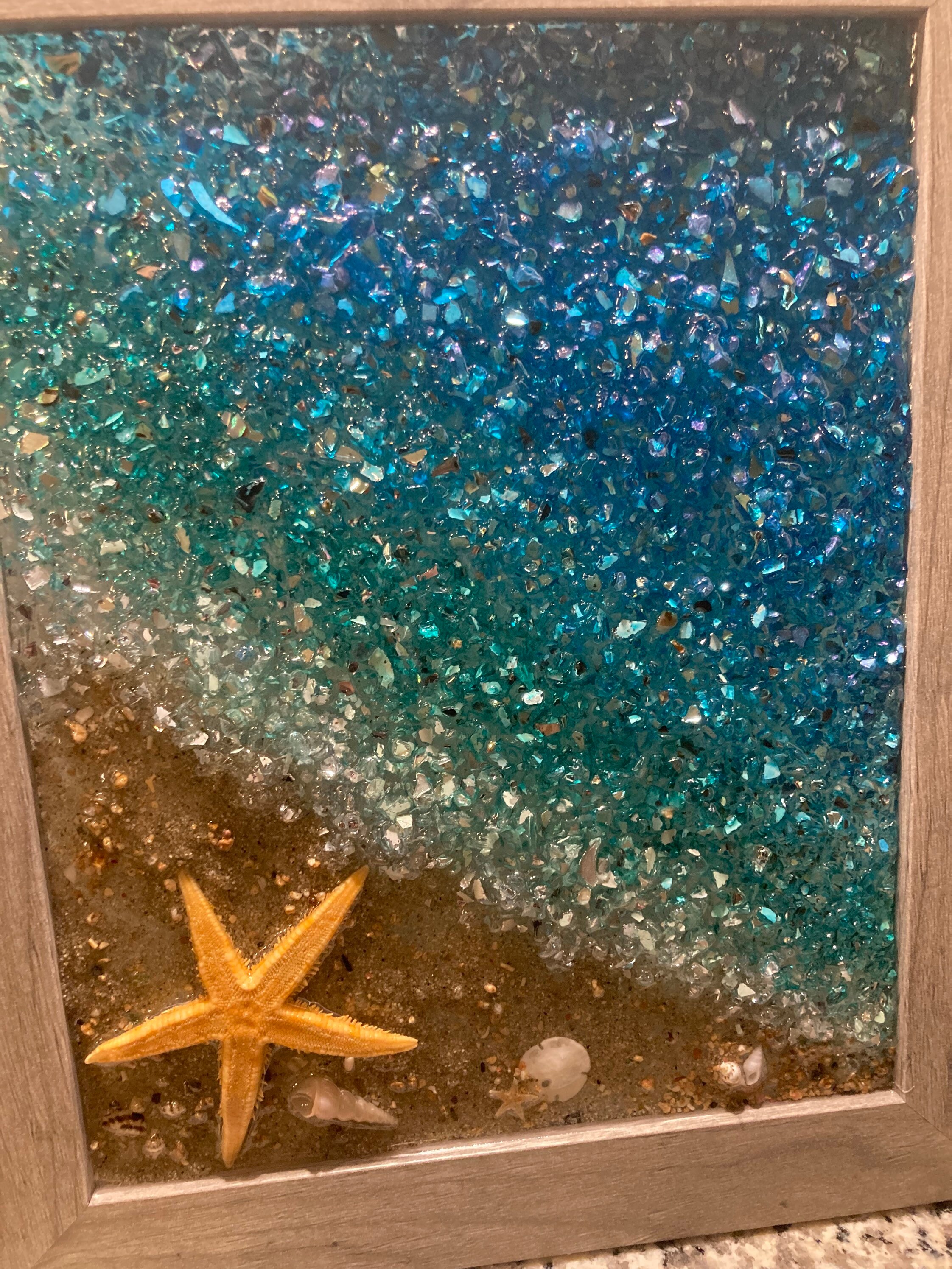 Suncatchers Beach Art Beach Scape Crushed Glass Window / Wall Art Made ...