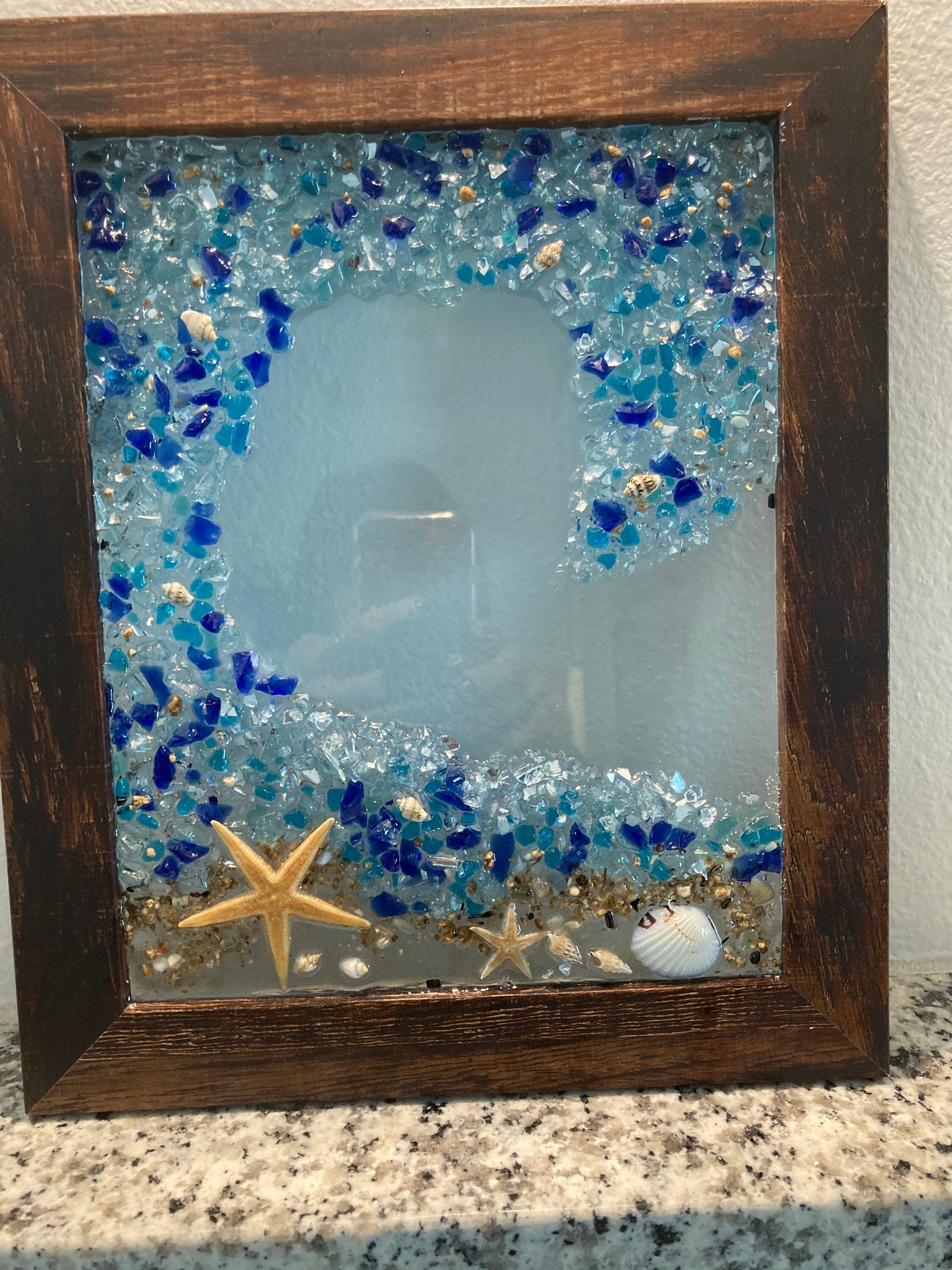 Framed Glass Art Sea Scape Beach Scene Rolling Wave Etsy UK