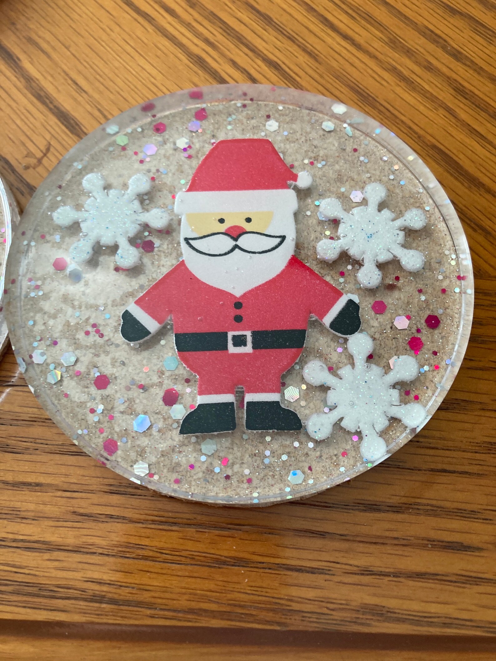 Set of 4 Christmas coasters Santa resin coasters reindeer Etsy