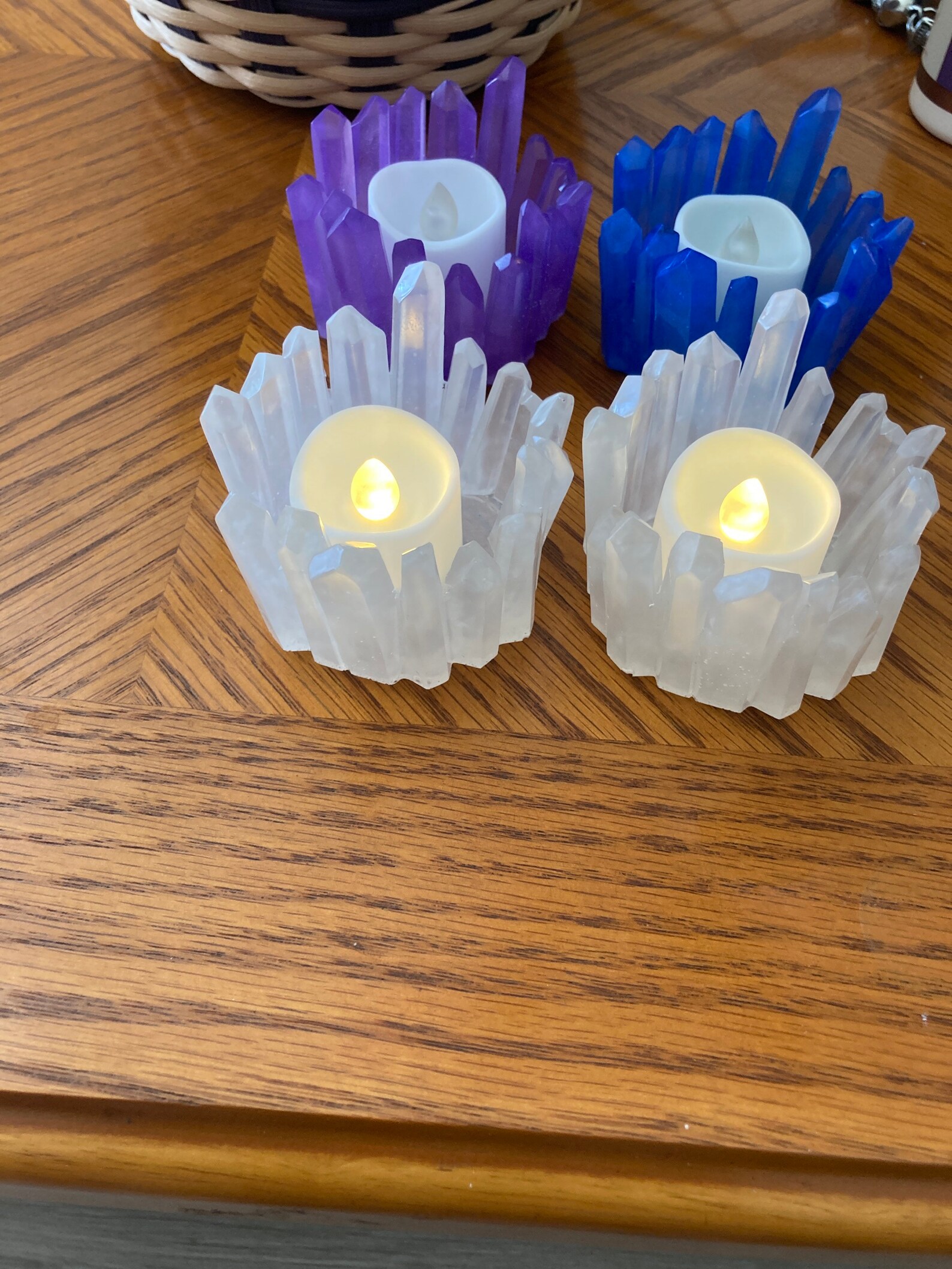 Resin/epoxy candle holders crystal inspired votive candle Etsy