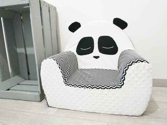Fauteuil Club Enfant Personnalise Dehoussable Panda Noir Et Etsy