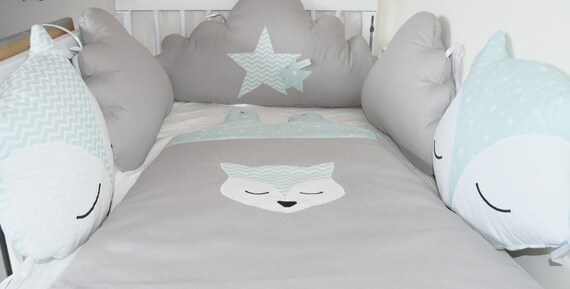 Gigoteuse Turbulette Bebe Renard Vert D Eau Et Gris Etsy