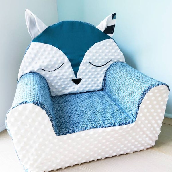 Fauteuil renard bleu/ fauteuil club/ cadeau personnalisable