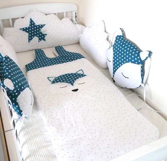 Gigoteuse Turbulette Bebe Renard Bleu Petrole Et Blanche Etsy