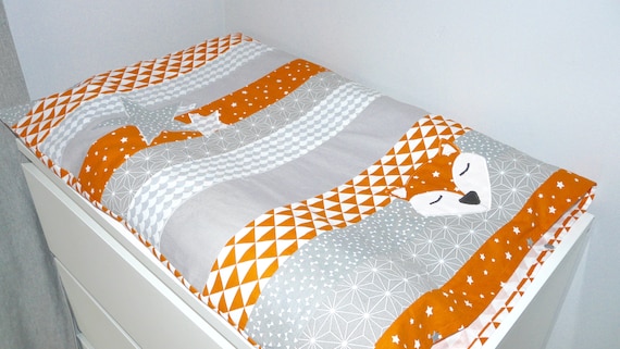 Matelas à langer bébé en coton blanc, jaune moutarde et noir MINI